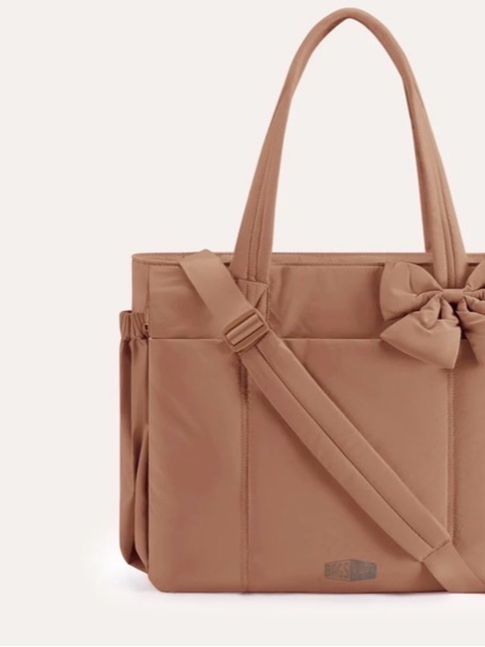 BagSmart Bow-Trim Quilted Laptop Tote Bag